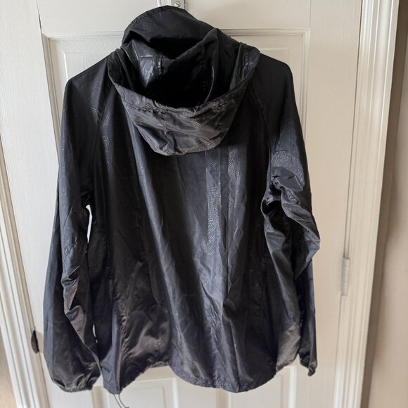 Kate Kasin hooded zipup windbreaker, packable, size L, black, EUC - Picture 2 of 7